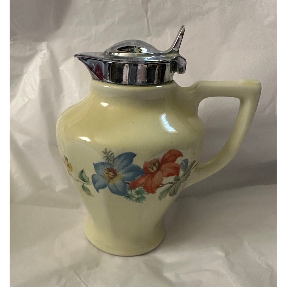 1930's Vintage Universal LFC Porcelain Syrup Pitcher‎ flowers